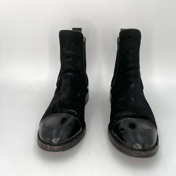 Clarks x Orla Kiely Ponyhair Chelsea Boots Black Leather Booties - Picture 6 of 12